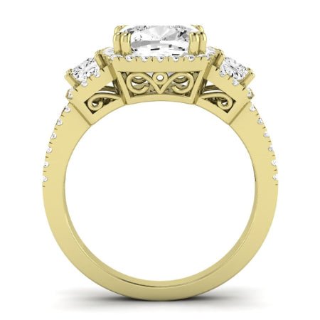 Erica Moissanite Matching Band Only (does Not Include Engagement Ring) For Ring With Cushion Center yellowgold