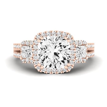 Erica Moissanite Matching Band Only (does Not Include Engagement Ring) For Ring With Cushion Center rosegold