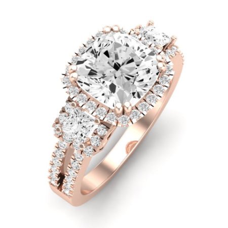 Erica Moissanite Matching Band Only (does Not Include Engagement Ring) For Ring With Cushion Center rosegold