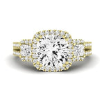 Erica Moissanite Matching Band Only (does Not Include Engagement Ring) For Ring With Cushion Center yellowgold