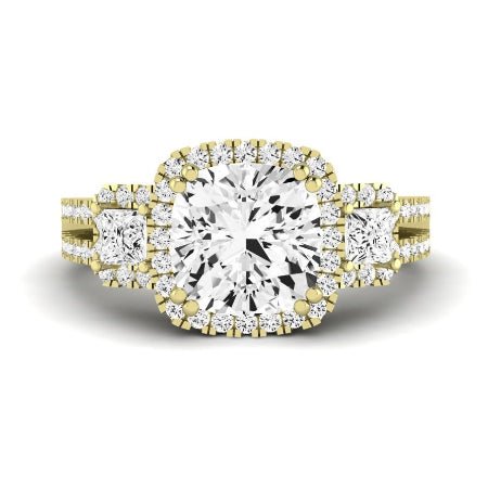 Erica Moissanite Matching Band Only (does Not Include Engagement Ring) For Ring With Cushion Center yellowgold