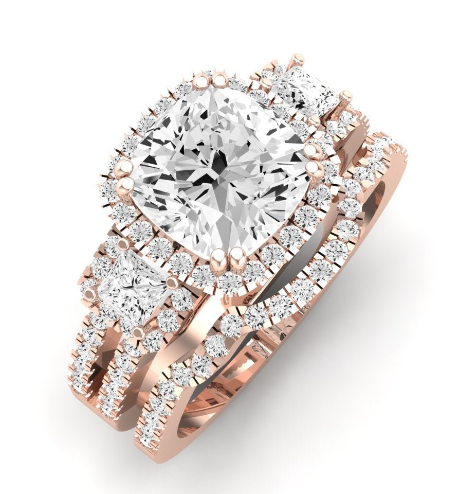 Erica Moissanite Matching Band Only (does Not Include Engagement Ring) For Ring With Cushion Center rosegold