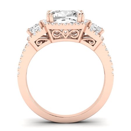 Erica Moissanite Matching Band Only (does Not Include Engagement Ring) For Ring With Cushion Center rosegold
