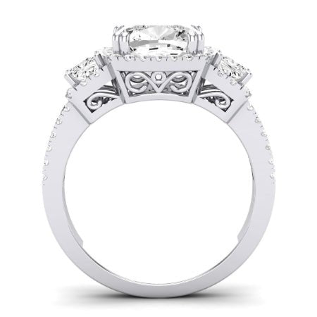 Erica Moissanite Matching Band Only (does Not Include Engagement Ring) For Ring With Cushion Center whitegold