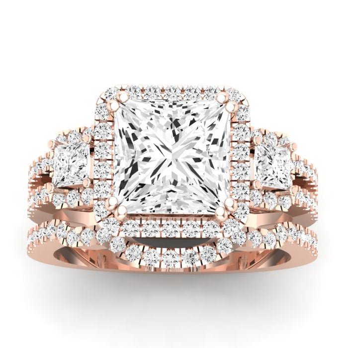 Erica Moissanite Matching Band Only (does Not Include Engagement Ring) For Ring With Princess Center rosegold