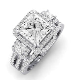 Erica Moissanite Matching Band Only (does Not Include Engagement Ring) For Ring With Princess Center whitegold