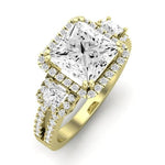 Erica Moissanite Matching Band Only (does Not Include Engagement Ring) For Ring With Princess Center yellowgold