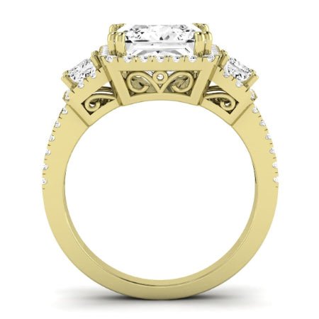Erica Moissanite Matching Band Only (does Not Include Engagement Ring) For Ring With Princess Center yellowgold