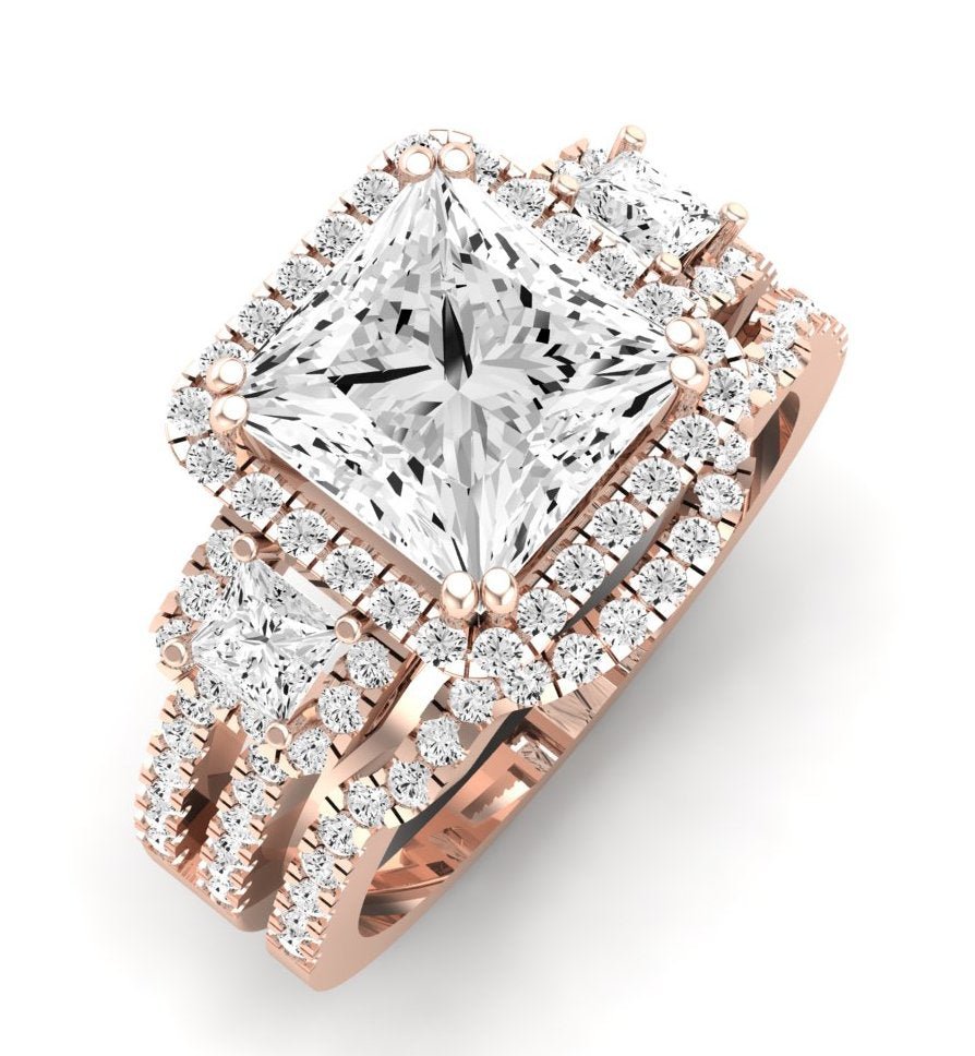 Erica Moissanite Matching Band Only (does Not Include Engagement Ring) For Ring With Princess Center rosegold