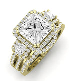Erica Moissanite Matching Band Only (does Not Include Engagement Ring) For Ring With Princess Center yellowgold