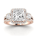 Erica Moissanite Matching Band Only (does Not Include Engagement Ring) For Ring With Princess Center rosegold