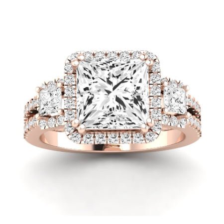 Erica Moissanite Matching Band Only (does Not Include Engagement Ring) For Ring With Princess Center rosegold