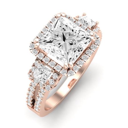Erica Moissanite Matching Band Only (does Not Include Engagement Ring) For Ring With Princess Center rosegold