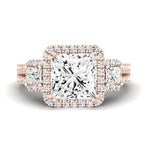 Erica Moissanite Matching Band Only (does Not Include Engagement Ring) For Ring With Princess Center rosegold