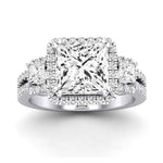 Erica Moissanite Matching Band Only (does Not Include Engagement Ring) For Ring With Princess Center whitegold