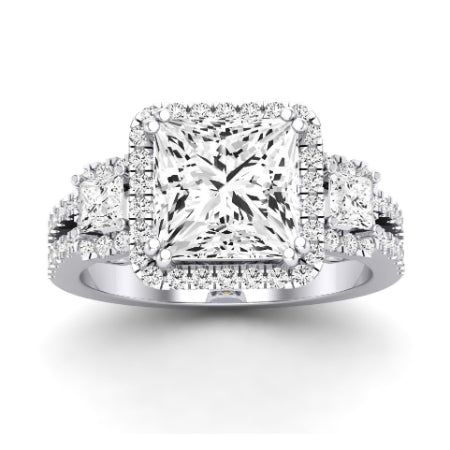 Erica Moissanite Matching Band Only (does Not Include Engagement Ring) For Ring With Princess Center whitegold