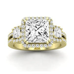 Erica Moissanite Matching Band Only (does Not Include Engagement Ring) For Ring With Princess Center yellowgold