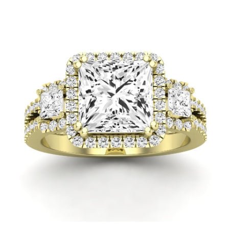 Erica Moissanite Matching Band Only (does Not Include Engagement Ring) For Ring With Princess Center yellowgold
