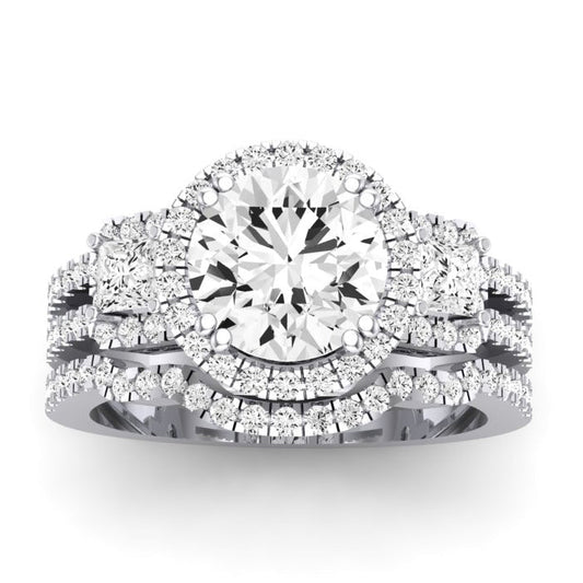 Erica Moissanite Matching Band Only (does Not Include Engagement Ring) For Ring With Round Center whitegold