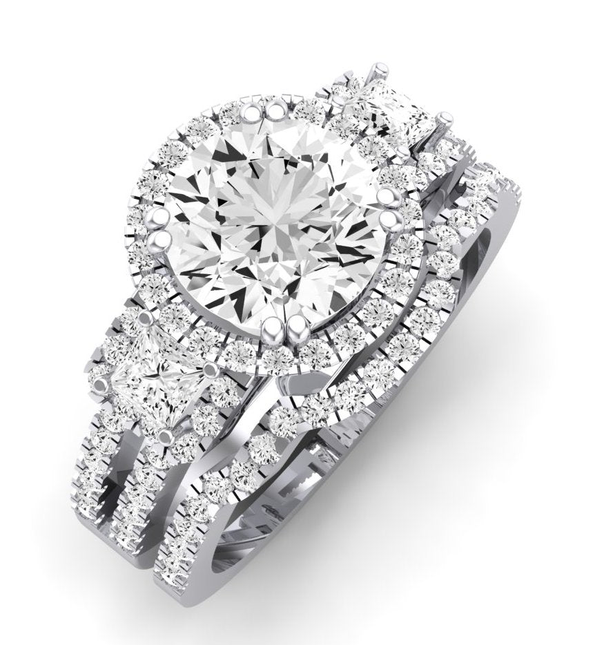 Erica Moissanite Matching Band Only (does Not Include Engagement Ring) For Ring With Round Center whitegold