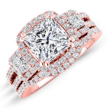 Erica Princess Diamond Bridal Set (Lab Grown Igi Cert) rosegold