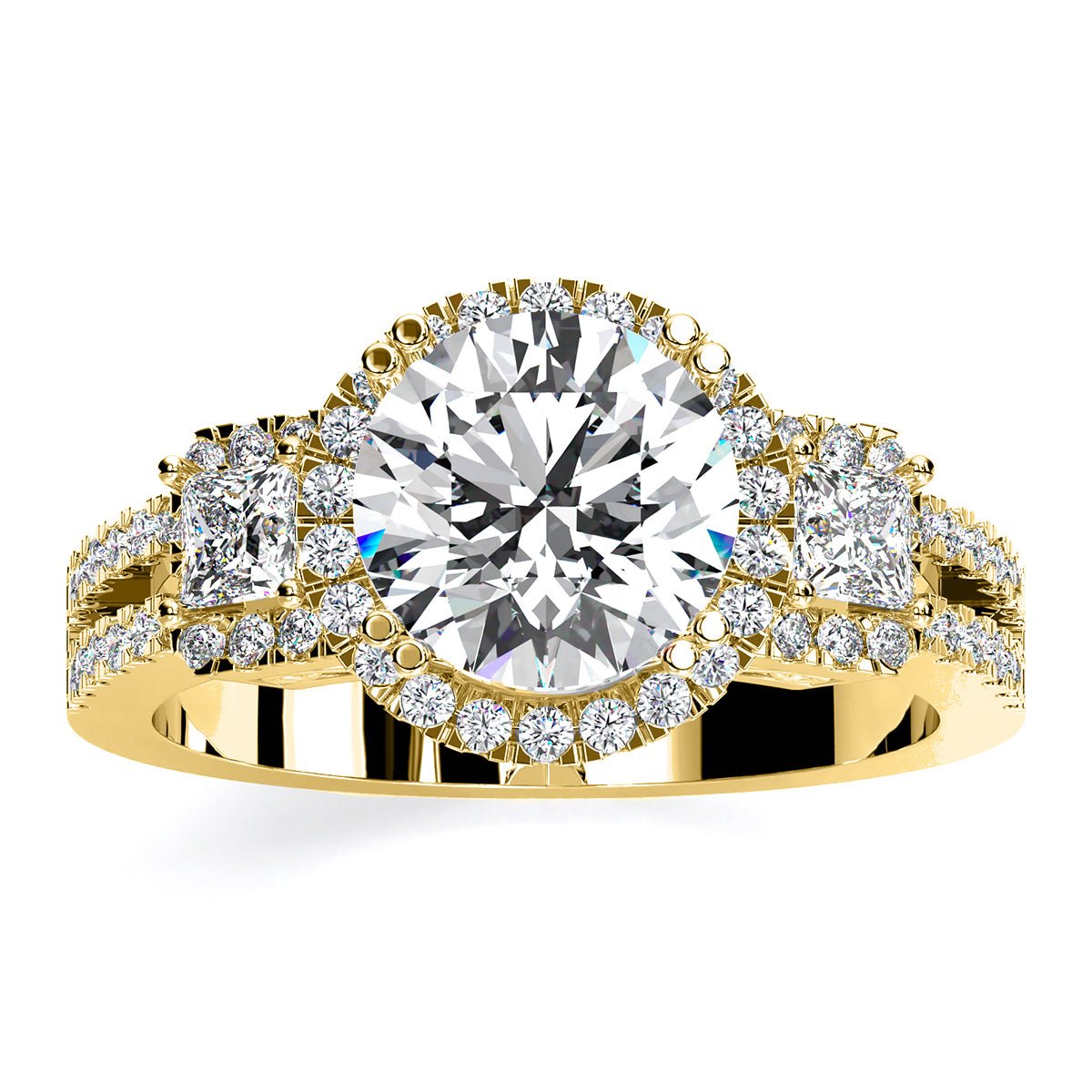 Erica Round Moissanite Engagement Ring yellowgold