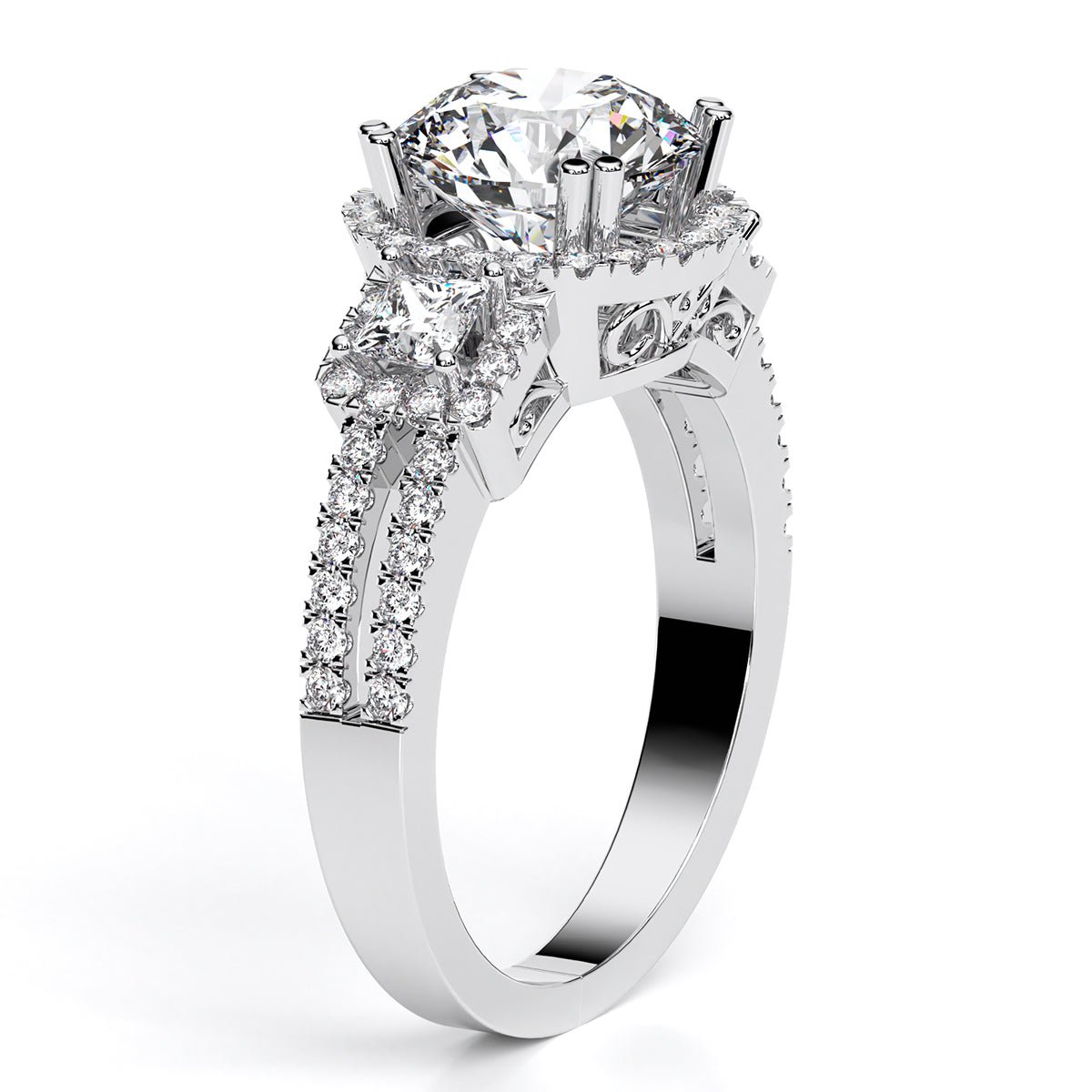 Erica Round Moissanite Engagement Ring whitegold