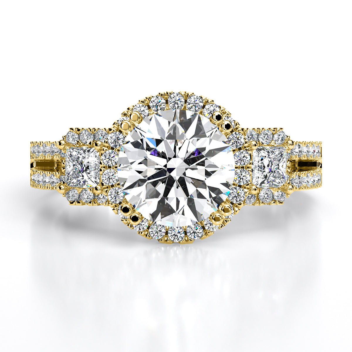 Erica Round Moissanite Engagement Ring yellowgold