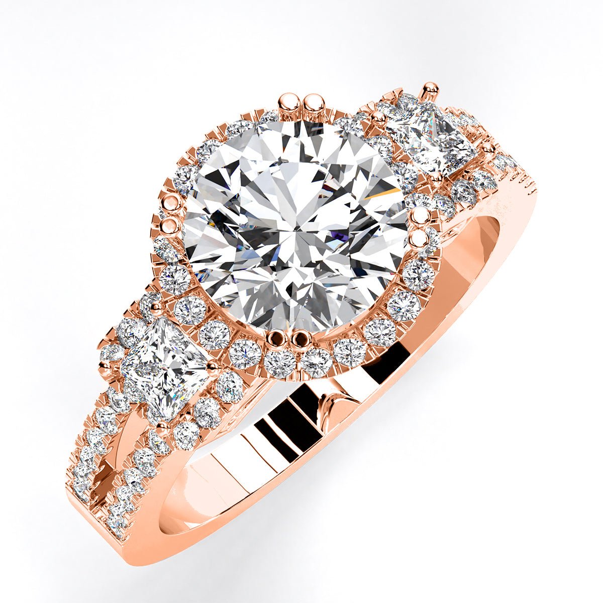 Erica Round Moissanite Engagement Ring rosegold