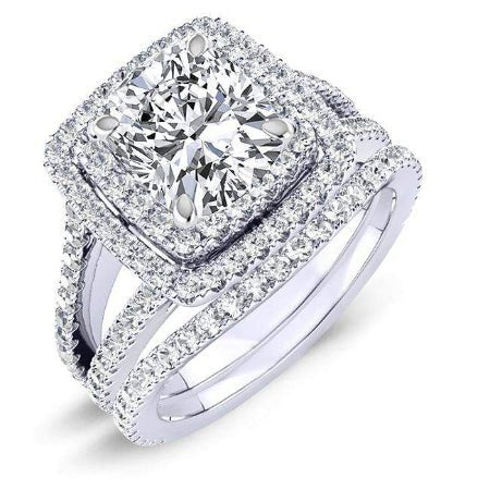 Flora Cushion Diamond Bridal Set (Lab Grown Igi Cert) whitegold