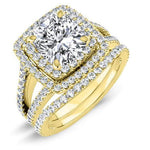 Flora Cushion Moissanite Bridal Set yellowgold