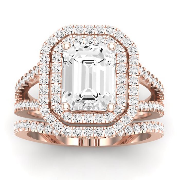 Flora Emerald Diamond Bridal Set (Lab Grown Igi Cert) rosegold