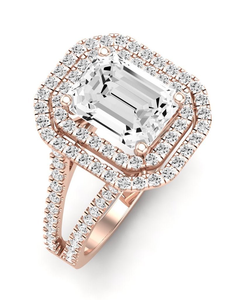 Flora Emerald Diamond Engagement Ring (Lab Grown Igi Cert) rosegold