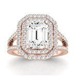 Flora Emerald Moissanite Bridal Set rosegold