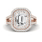 Flora Emerald Moissanite Bridal Set rosegold