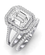 Flora Emerald Moissanite Bridal Set whitegold