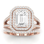 Flora Emerald Moissanite Bridal Set rosegold