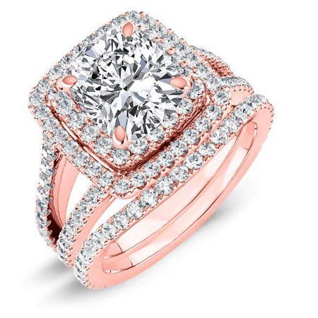 Flora Cushion Diamond Bridal Set (Lab Grown Igi Cert) rosegold