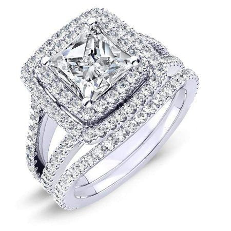 1.00 ct - Flora - GIA Natural Princess Diamond Bridal Set