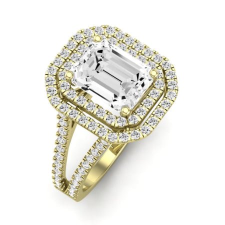 Flora Moissanite Matching Band Only (engagement Ring Not Included) For Ring With Emerald Center yellowgold