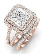 Flora Moissanite Matching Band Only (engagement Ring Not Included) For Ring With Princess Center rosegold