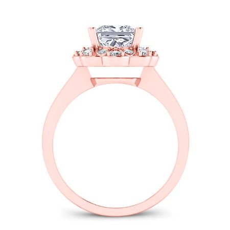 Coralbells Moissanite Matching Band Only (engagement Ring Not Included) For Ring With Princess Center rosegold