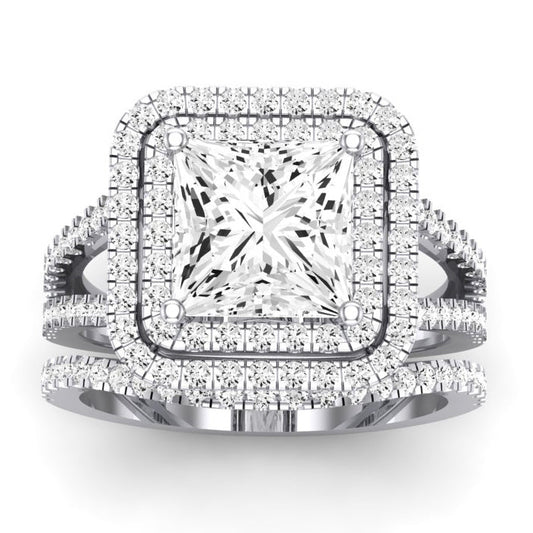 Flora Moissanite Matching Band Only (engagement Ring Not Included) For Ring With Princess Center whitegold