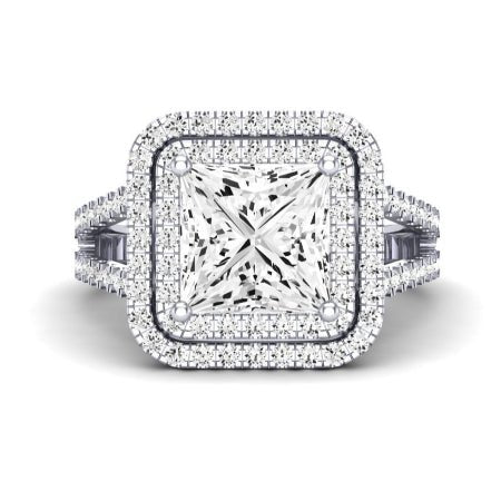 Flora Moissanite Matching Band Only (engagement Ring Not Included) For Ring With Princess Center whitegold