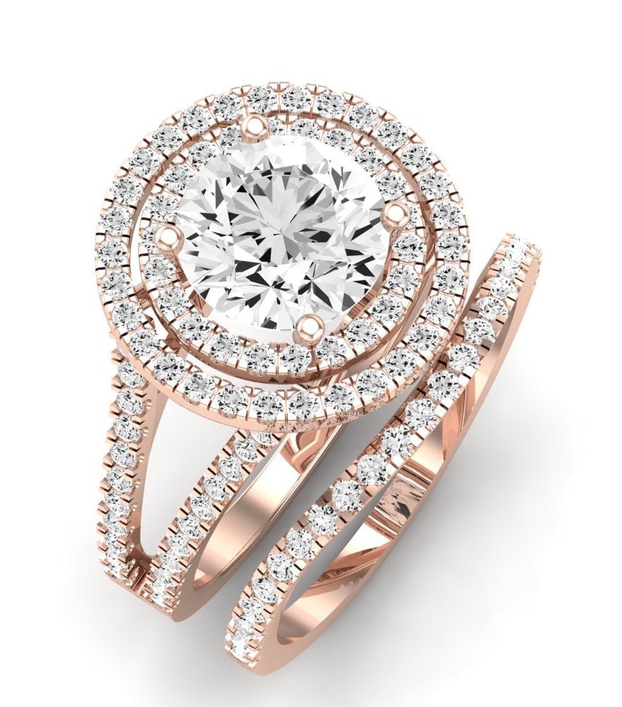 Flora Moissanite Matching Band Only (engagement Ring Not Included) For Ring With Round Center rosegold