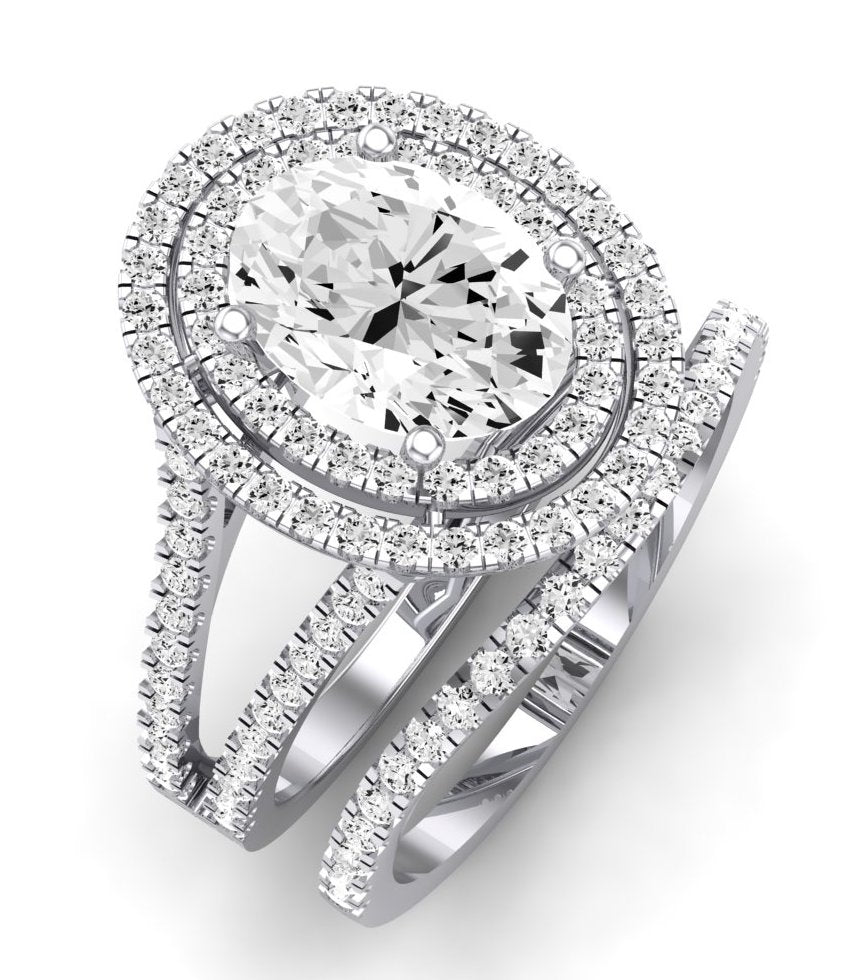 Flora Oval Moissanite Bridal Set whitegold