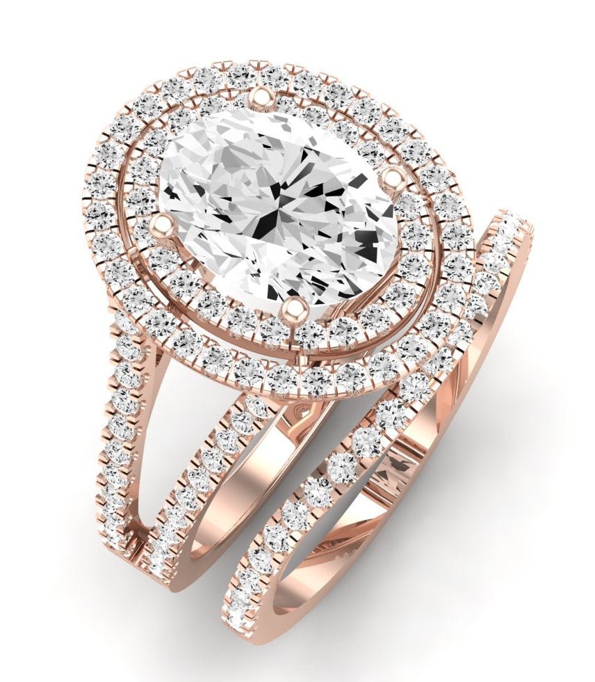 Flora Oval Moissanite Bridal Set rosegold