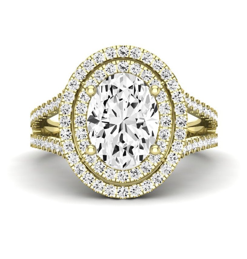 Flora Oval Moissanite Engagement Ring yellowgold