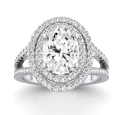 Flora Oval Moissanite Engagement Ring whitegold