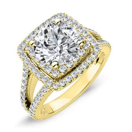 Flora Round Moissanite Engagement Ring yellowgold